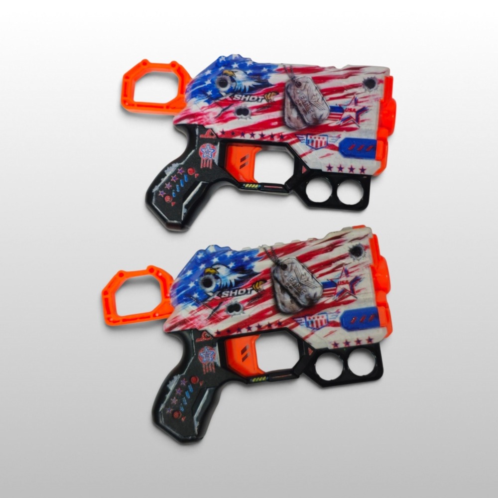 Patriotic Foam Blaster US Army/Defense Red White Blue Set X-Shot Zuru Toy Eagle